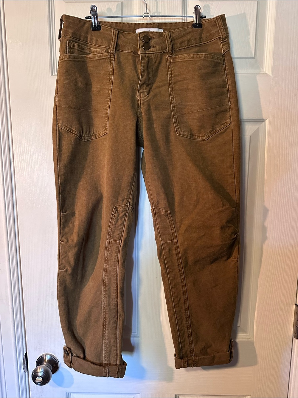 Brown Utility Cropped Jeans - Versatile Casual Workwear
